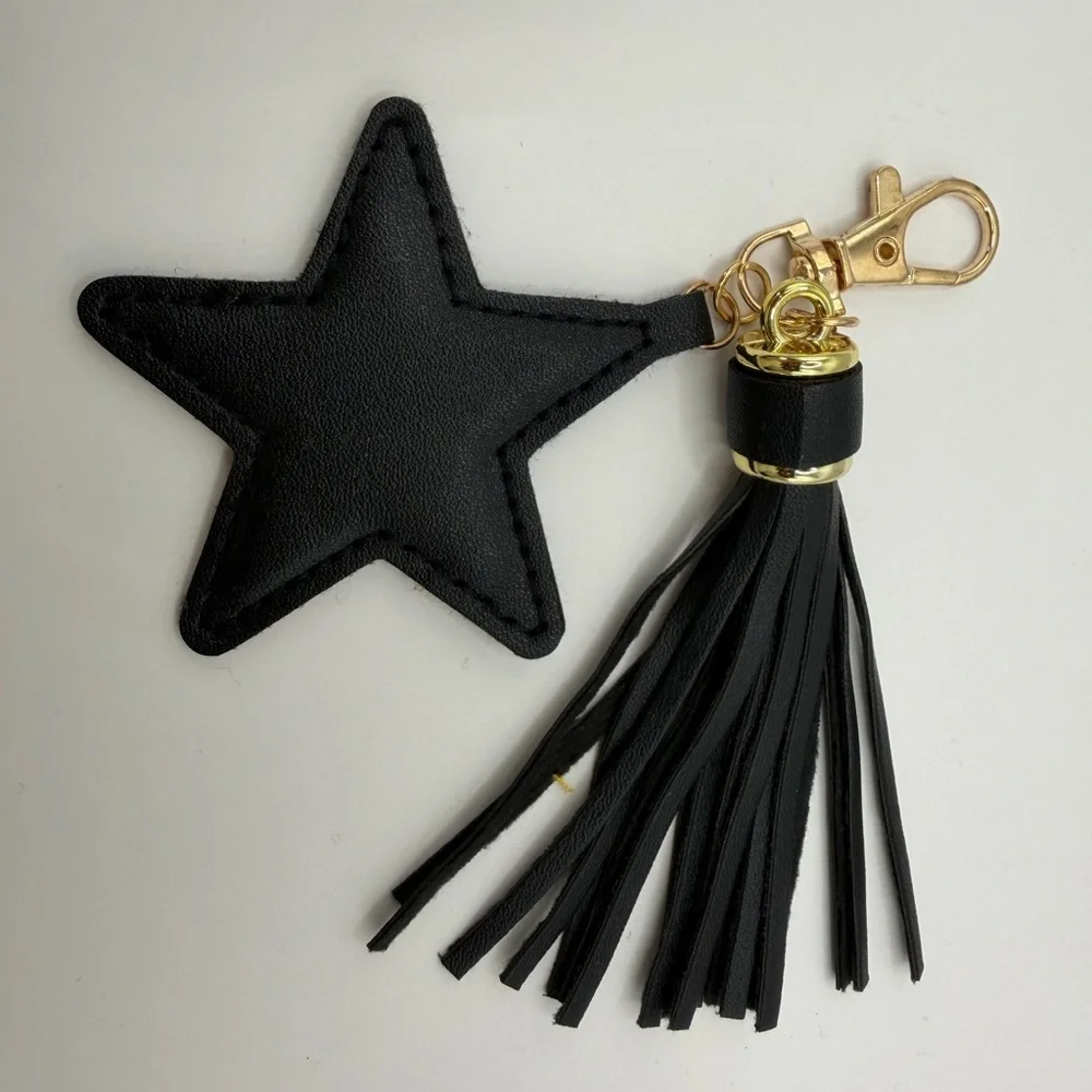Black Star Keychain Bag Charm with Tassel NWT
